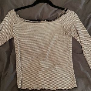 Off the Shoulder Navy/White Long Sleeve